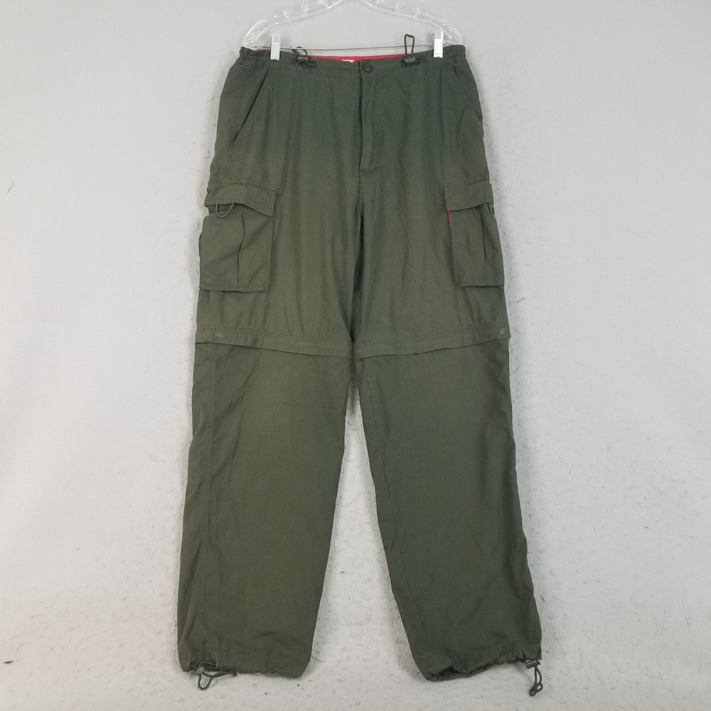 No Fear Cargo Pants Mens Large Green Convertible Zip Off Outdoor Hiking Utility
